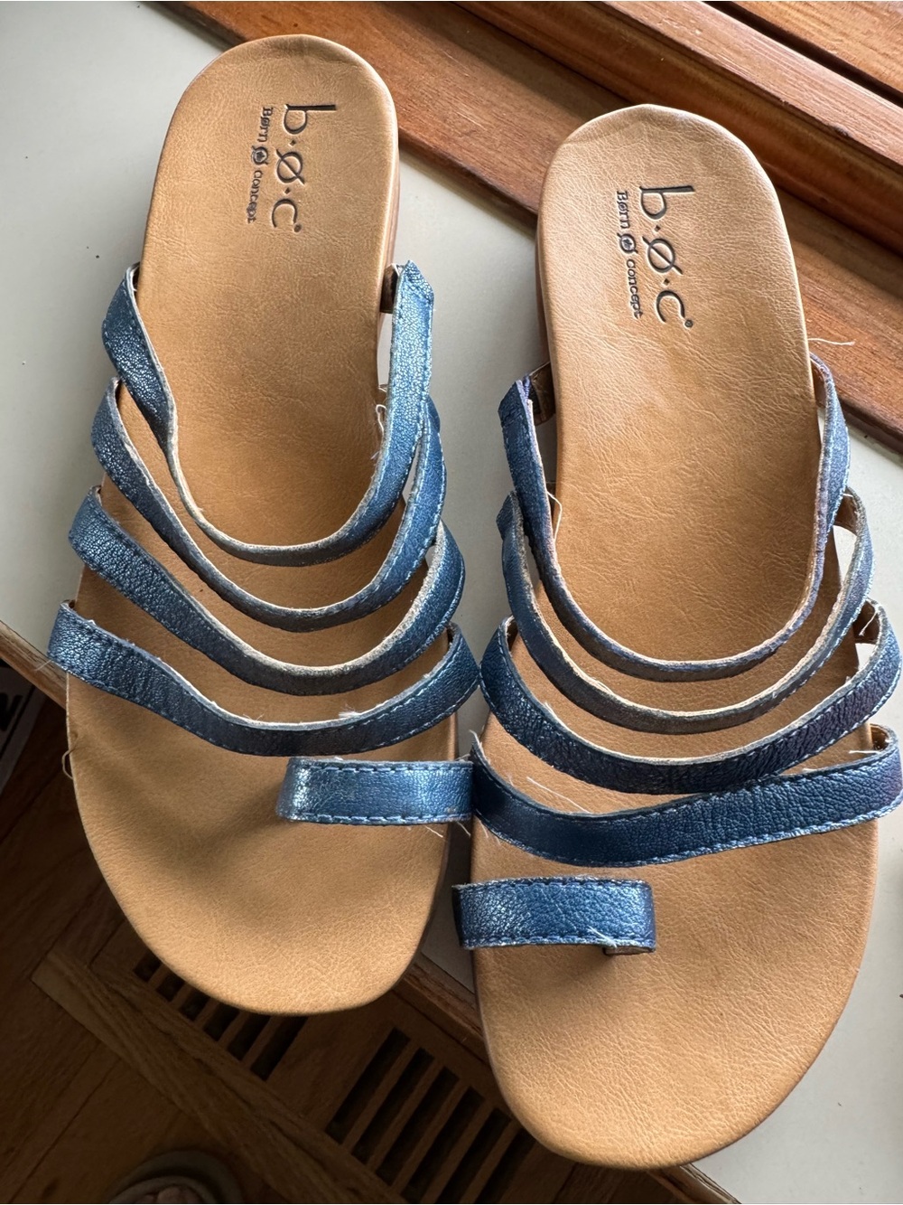 b.o.c. Blue Multi-Strap Slide Sandals for Women